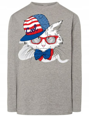 Longsleeve męski nadruk Kot Ameryka Rozm.XL