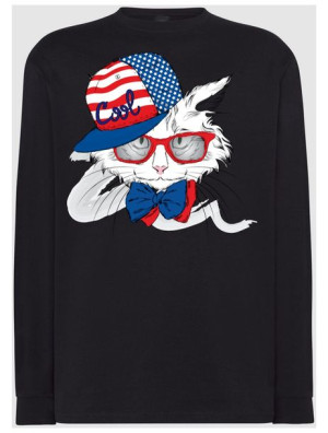 Longsleeve męski nadruk Kot Ameryka Rozm.XS