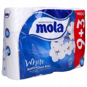 Papier Toaletowy Mola Bawełniana Biel 12 Rolek