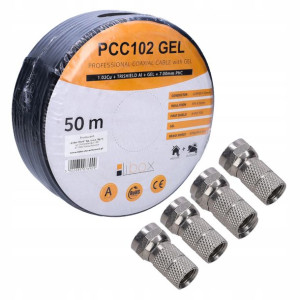 Kabel Koncentryczny Żel Cu 50m + 4x Wtyk F 6,8mm
