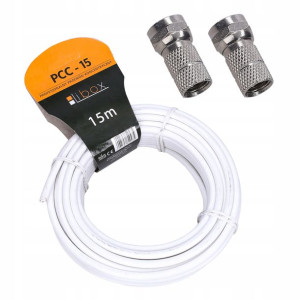Kabel Przewód Koncentryczny 15m + 2x Wtyk F 6,8mm