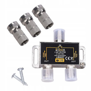 Splitter Antenowy 2 Ways Libox + 3x Wtyk F 6,8mm