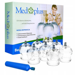 Bańki Bezogniowe Szklane 8 Szt + Pompka Medplus