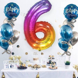 Balon Foliowy Cyfra 6 Kolorowy 100cm