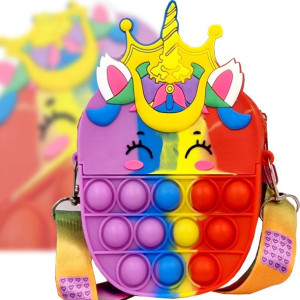 Torebka kolorowa dla dzieci POP IT! Jednorożec z koroną
