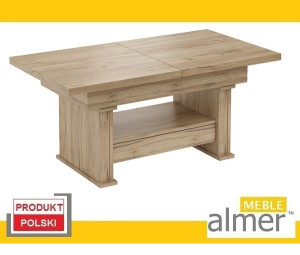 Ławostół Ława Stół L16 z szufladą rozkładany do 160cm dąb craft złoty