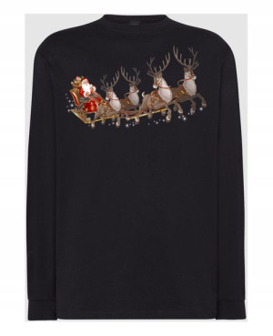 Longsleeve męski nadruk Mikołaj i Renifery R.4XL