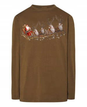Longsleeve męski nadruk Mikołaj i Renifery R.XL