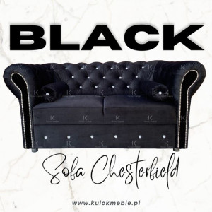 Dwuosobowa Sofa Chesterfield 2 pikowana Kryształkami Swarovski Glamour Lux