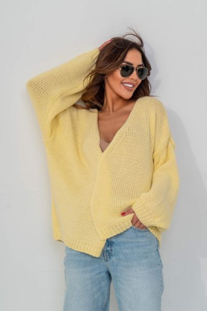 Luźny krótki sweter oversize Asmara żółty UNI