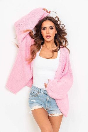 Luźny krótki sweter oversize Asmara różowy UNI