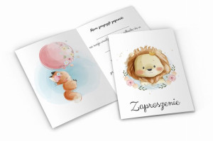 Zaproszenie urodzinowe - lew i lisek S3