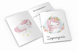 Zaproszenie urodzinowe - Mały Słodki Jednorożec - S6