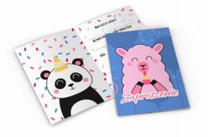 Zaproszenie urodzinowe - Panda i Owca - D7