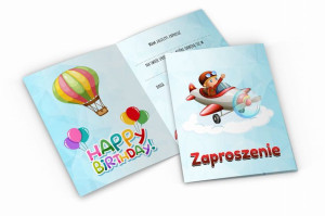 Zaproszenie urodzinowe - Chłopczyk w samolocie - W19