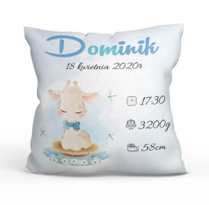 Poduszka metryczka. Żyrafa.