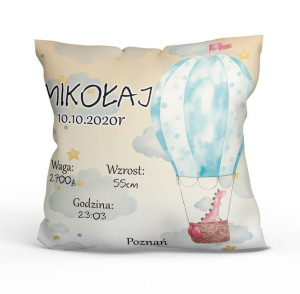 Poduszka metryczka. Dinozaur.