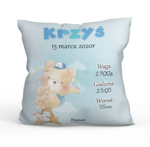 Poduszka metryczka. Miś.