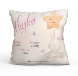 Poduszka metryczka. Królik.