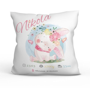 Poduszka metryczka. Królik.