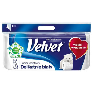 Papier Velvet Delikatnie Biały 8 rolek