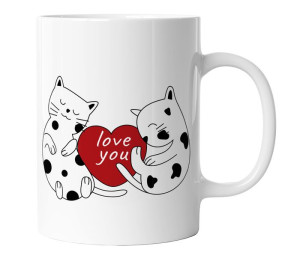 Kubek walentynkowy -Love You koty