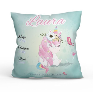 Poduszka metryczka. Unicorn.