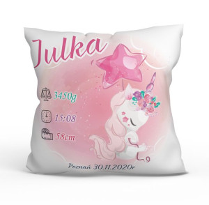 Poduszka metryczka. Unicorn.