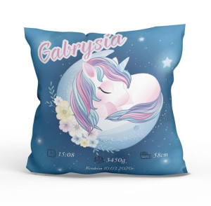 Poduszka metryczka. Unicorn.
