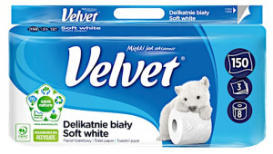 Papier toaletowy Velvet DELIKATNIE BIAŁY 8 rolek