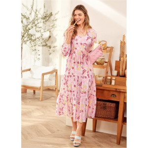 Bonprix Sukienka Z Falbanami I Nadrukiem 34-36 923669