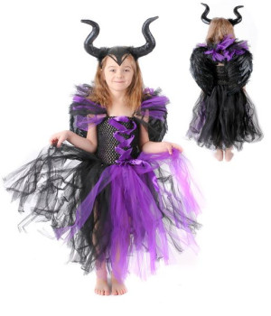 Strój Czarownica Diabolina Maleficent Rogi
