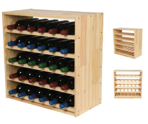 Modułowy Regał Stojak na Wino RW61 5 Leżni Prostych Naturalne Drewno Sosny