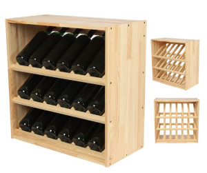 Modułowy Regał Stojak na Wino RW61 3 Ukośne Leżnie Naturalne Drewno Sosny