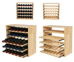 Modułowy Regał Stojak na Wino RW61 5 Wysuwanych Leżni Naturalne Drewno