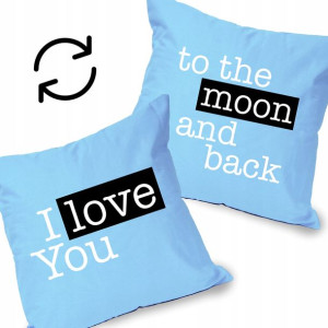 Poduszka Niebieska Prezent LOVE YOU TO THE MOON Wz