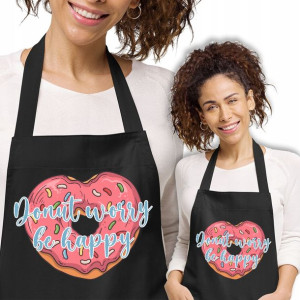 Fartuch Kuchenny Czarny Prezent DONUT WORRY Wzory