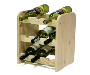 Drewniany regał na wino stojak RW31 na 9 butelek Naturalny Drewno Sosnowe