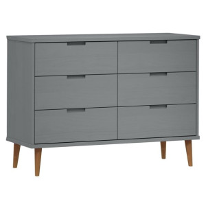 Komoda, szara, 113x40x80 cm, lite drewno sosnowe