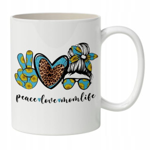 Kubek Biały prezent Pacyfka PEACE AND LOVE WZORY
