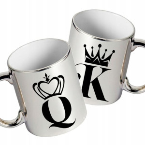 Zestaw 2 Błyszczących Kubków KING QUEEN +Gratis