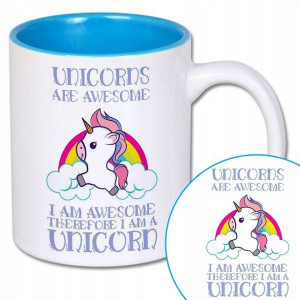 Kubek Błękitny Prezent UNICORNS ARE AWESOME Wzory