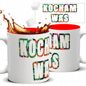 Kubek Czerwony Prezent Motywacyjny KOCHAM WAS Wz