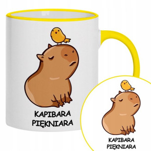 Kubek Żółty Na Prezent KAPIBARA PIĘKNIARA Wzory