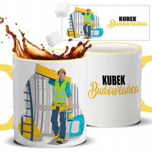 Kubek Żółty Na Prezent Upominek DLA BUDOWLAŃCA Wz