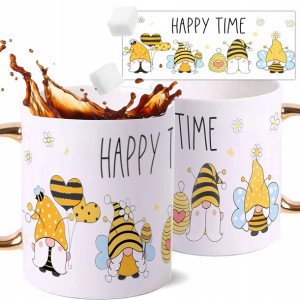 Kubek Złoty Prezent Walentynki HAPPY TIME BEE Wz