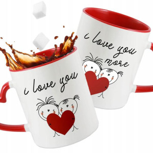 Zestaw Kubków Serce Na Walentynki I LOVE YOU MORE