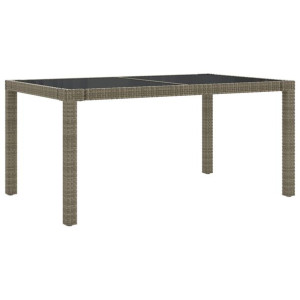 Stół ogrodowy, 150x90x75 cm, szkło i rattan PE, szary