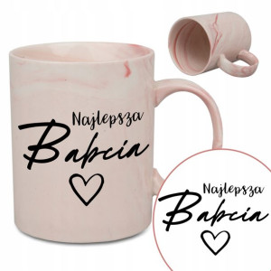 Kubek Marmur Różowy Napisy DLA NAJLEPSZEJ BABCI Wz