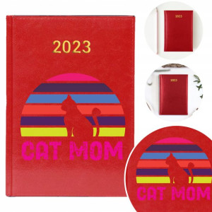 Kalendarz Notes Planer CZERWONY A5 2023 CAT MOM Wz